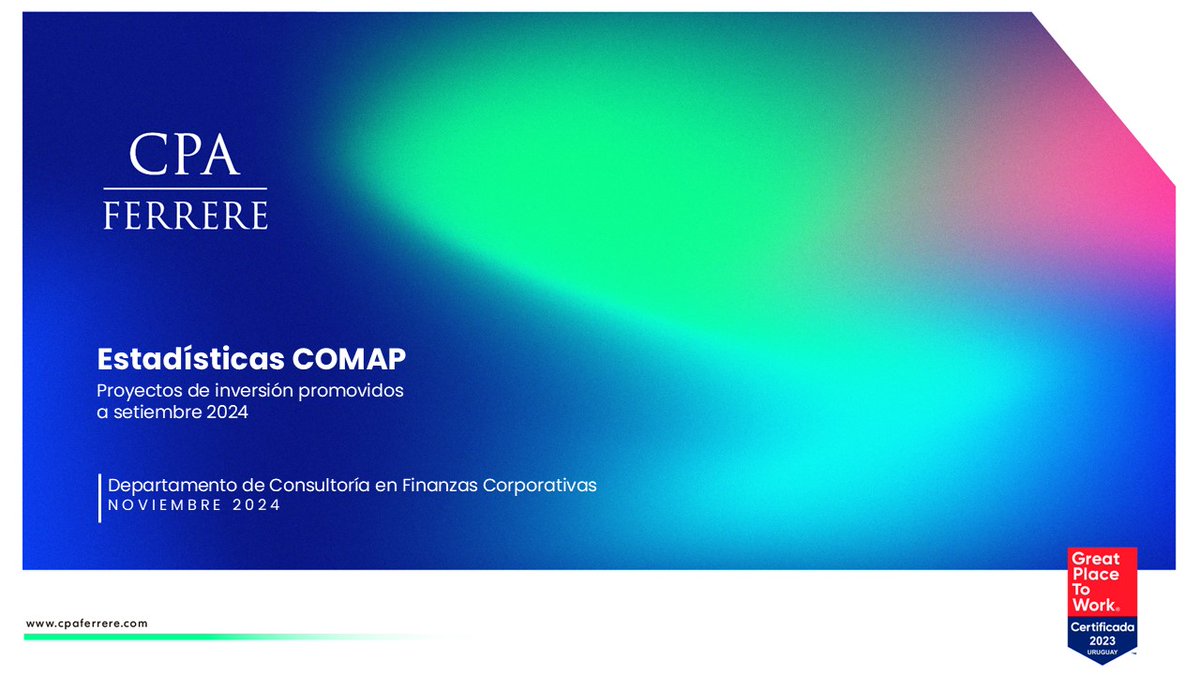 cpa_ferrere's tweet photo. #URUGUAY
La Comisión de Aplicación de la Ley de Inversiones (COMAP) publicó recientemente estadísticas vinculadas a los proyectos de inversión recomendados al Poder Ejecutivo al mes de setiembre de 2024

🧵👇 https://t.co/S7L5GrM1d2