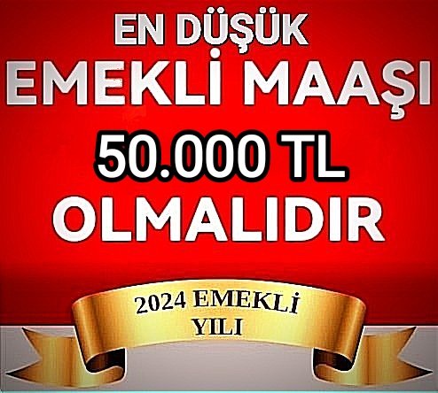 Emekliler çıtayı yükseltti ve en düşük Emekli Maaşı 35 Bin yerine 50 Bin olmalıdır diyorlar...

Kasada para var yok değil 5 uçak ile seyahate çıkılıyor...

Açlık sınırına bakın

Yoksulluk sınırına bakın

TÜİK enflasyonuna bakın

Verilmeyen Seyyanen'e bakın 

#TekMüjdeAcilSeçim