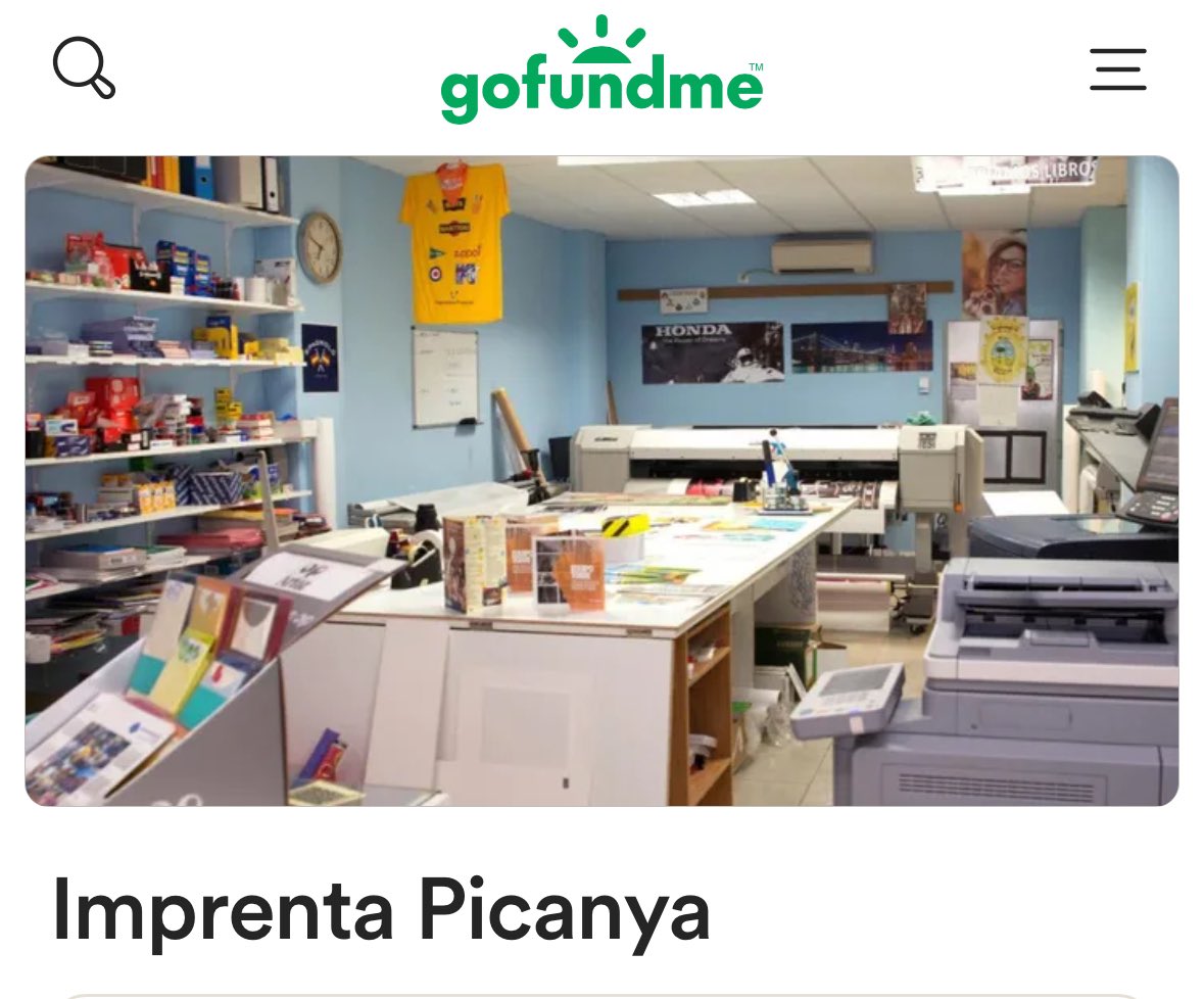 andrearubio1604's tweet photo. Hola, somos una empresa familiar que da sustento a dos 7 familias en Picanya. Somos una Imprenta que lo ha perdido todo por la Dana y ha dañado toda la maquinaria cuyo valor es muy alto. Necesitamos toda la ayuda posible para empezar de 0 y ayudar al pueblo + https://t.co/l822Z2pg69