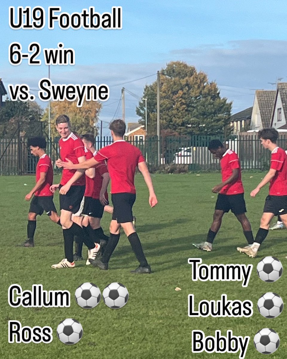 U19 football boys secure another 3 points in the league after beating Sweyne 6-2. A physical battle with goals from Callum, Ross, Tommy, Loukas and Bobby ⚽️