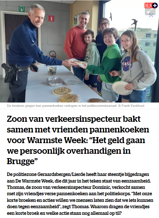 PzGbergenLierde's tweet photo. 🥞 Of het lekkere pannenkoeken waren?? Burp... Maar liefst 360 aten we er samen op!😋 Goed voor 𝟑𝟔𝟎€ voor @DeWarmsteWeek🔥
Lees het volledige persbericht hier https://t.co/DAFdnZ0CSZ
#dewarmsteweek #KorpsMetWarmHart 🔥#pannenkoeken #geraardsbergen #lierde #beterblauw https://t.co/Y7GV7yk5Ol
