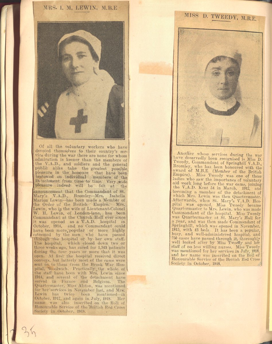 The Voluntary Aid Detachment (VAD) was founded in 1909. Some refused to take a salary, and many highly skilled volunteers willingly worked at a low rate of pay.  #EYAHeroes

This scrapbook (Ref 686/1) features news cuttings and photographs documenting members' experiences.