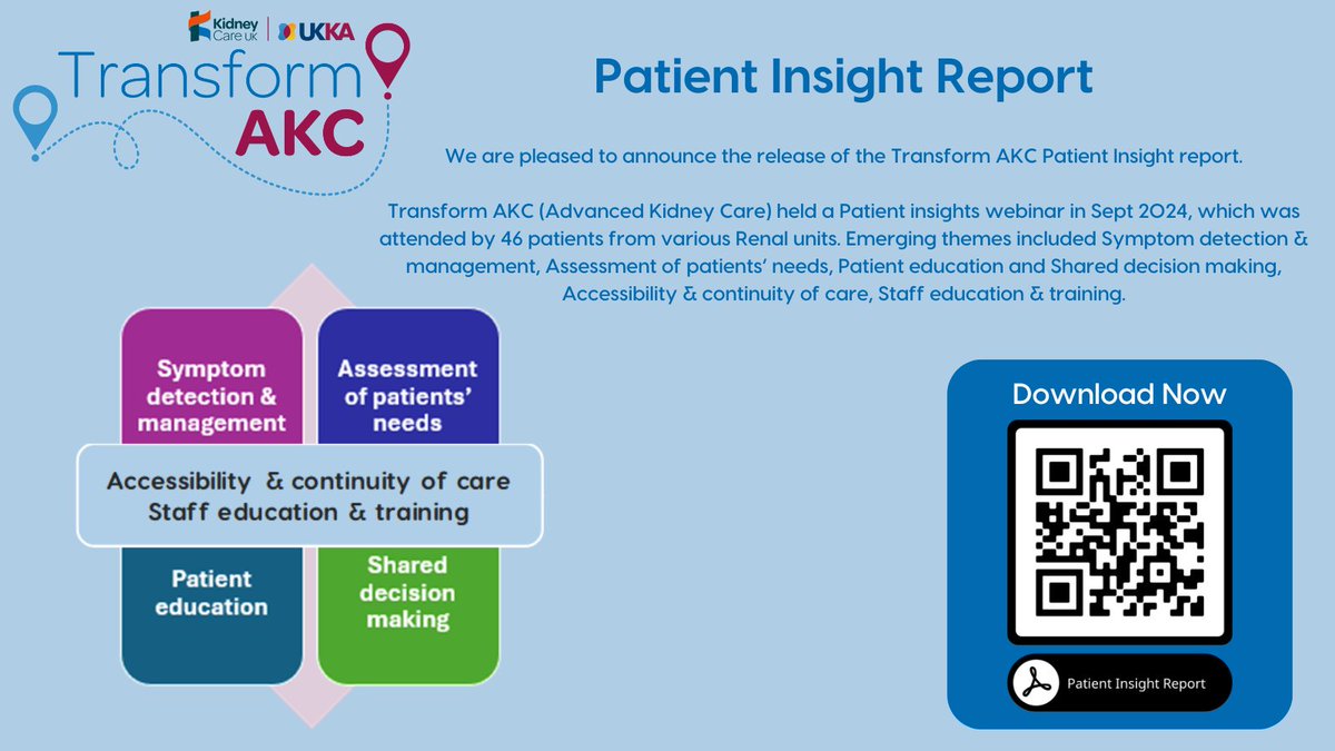 We're excited to announce the release of the #TransformAKC Patient Insight Report! 📰Following from the very sucessful patient webinar, the report details emerging themes from that session. See the full report here - qrco.de/bfa1ik