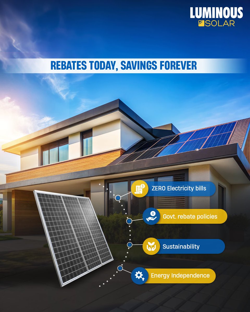 myluminous's tweet image. Invest in Luminous One Stop Solar Solution for savings that pay off in a few years! Cut electricity bills &amp;amp; embrace a greener future. Explore now! 🌞

Give a Missed call on: 99990299902

Buy now: bit.ly/3VV6vrj

#PowerAapkeHaathMein #Luminous #LuminousSolar
