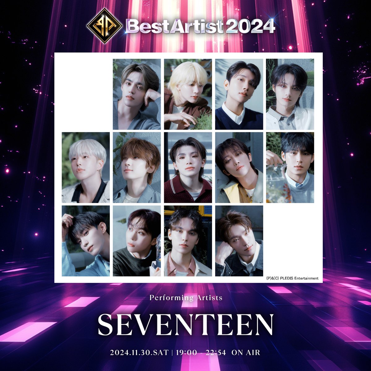 musicday_ntv's tweet photo. 🏆Best Artist 2024🏆
11月30日(土) 19:00から4時間生放送！

【SEVENTEEN】の出演が決定💫
披露する曲は「消費期限」🎶

#ベストアーティスト
#SEVENTEEN
@pledis_17jp https://t.co/6diUqPTlpY