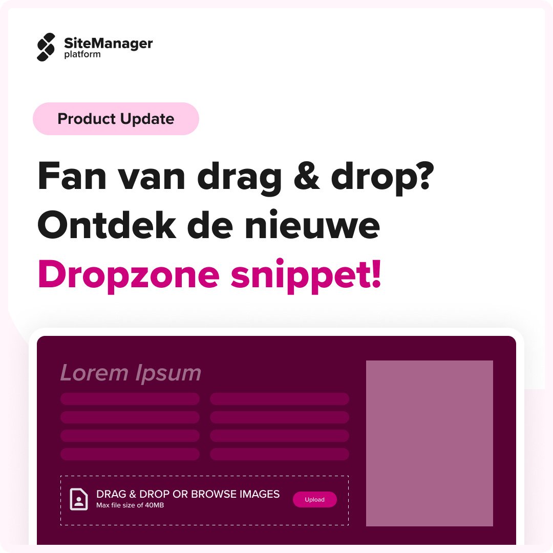📥 De dropzone snippet is er!

Voeg de drag &amp; drop snippet toe in jouw formulier en maak het je gebruikers eenvoudig om bijlagen toe te voegen.
#sitemanager #productupdate

Meer lezen hoe je dit doet?
hubs.ly/Q02Y3C390