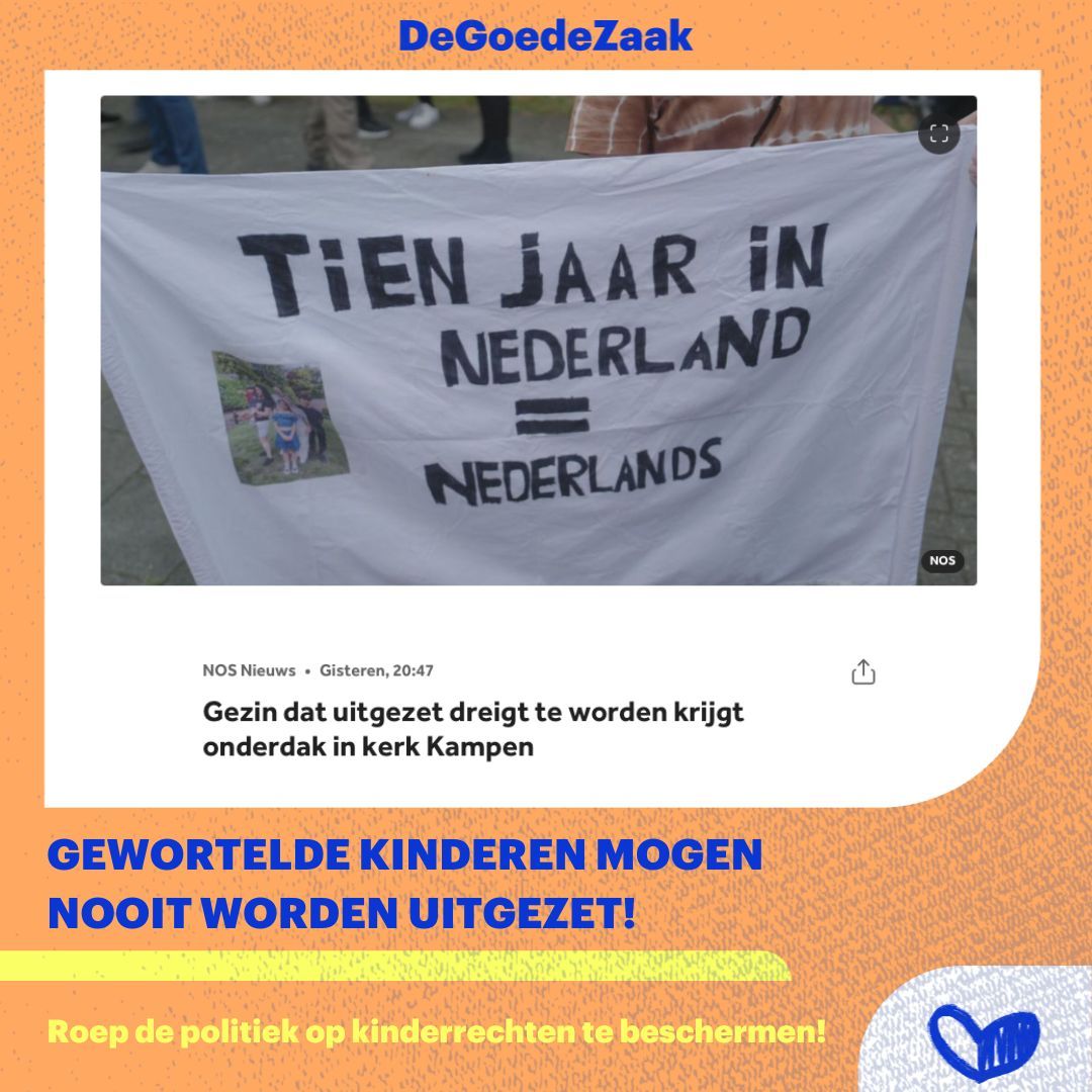 🚨 Het gezin Babayants uit Emmen dreigt uitgezet te worden naar Oezbekistan. Ze krijgen nu onderdak in een kerk in Kampen middels kerkasiel.

Teken de petitie voor een Generaal Kinderpardon en spreek je uit voor gewortelde kinderen in Nederland!

actie.degoedezaak.org/petitions/gene…