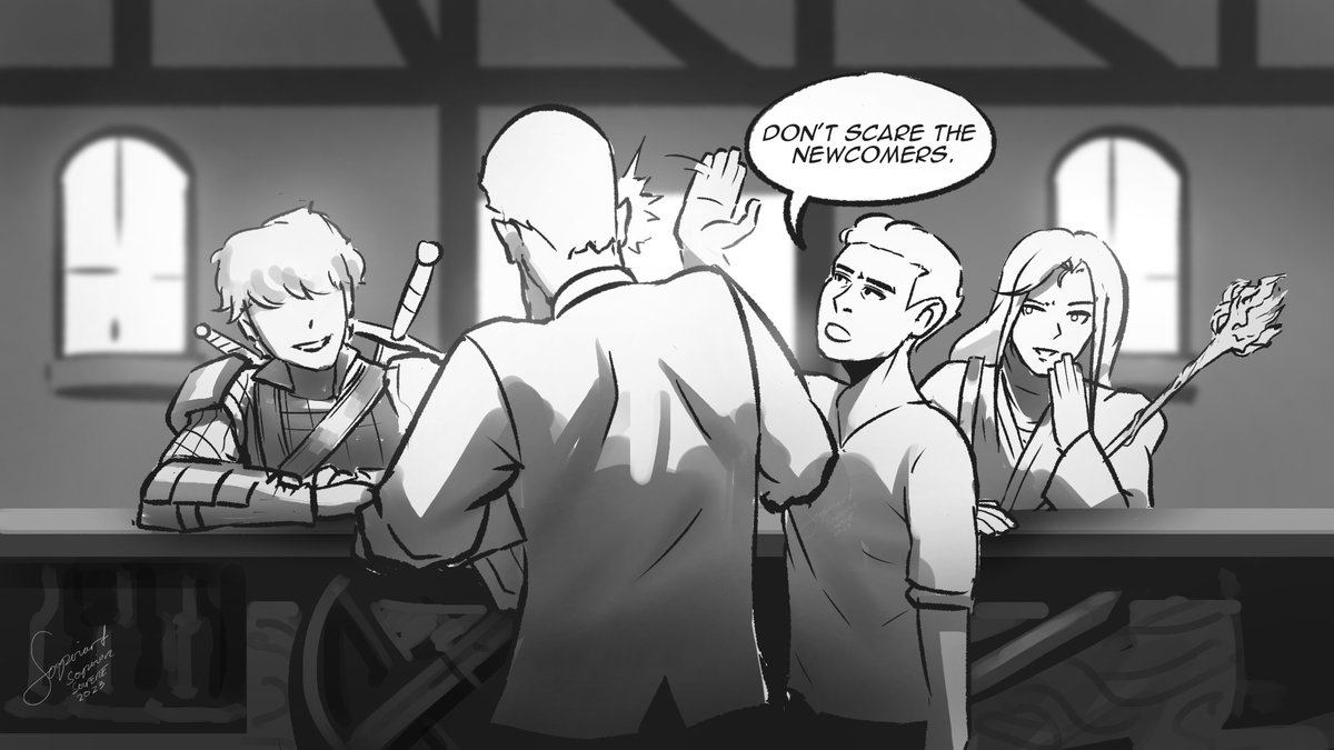 been running a Dungeon and Dragons game taking place in my hometown. here are some drawings