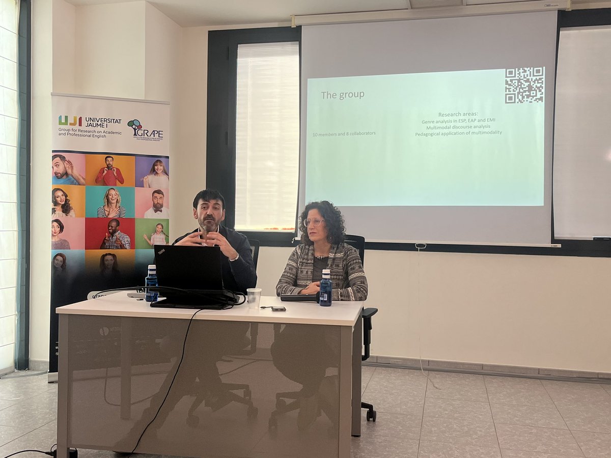 GRAPE Research Group (@grape_uji) on Twitter photo It’s turn for <a href="/Grape_UJI/">GRAPE Research Group</a> !! Our rock stars 🎸🎸🎸<a href="/v_beltran_/">Vicent Beltrán Palanques</a> & Julia Valeiras are presenting our latest research projects #MDA #ESP #EAP #multimodalliteracies <a href="/UJIuniversitat/">Universitat Jaume I</a> It’s turn for <a href="/Grape_UJI/">GRAPE Research Group</a> !! Our rock stars 🎸🎸🎸<a href="/v_beltran_/">Vicent Beltrán Palanques</a> & Julia Valeiras are presenting our latest research projects #MDA #ESP #EAP #multimodalliteracies <a href="/UJIuniversitat/">Universitat Jaume I</a>