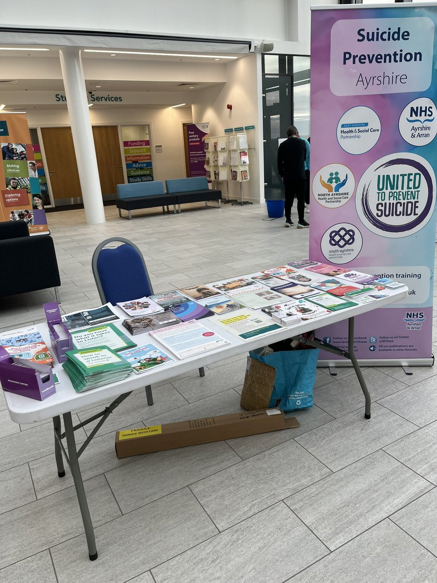 Margaret McLean (@msmagsmclean) on Twitter photo Suicide Prevention on the road again at the Family Wellbeing event to promote awareness and training. Pop along to Ayrshire College Kilmarnock from 10-3pm <a href="/SuicidePrevScot/">Suicide Prevention Scotland</a> <a href="/eahscp/">East Ayrshire HSCP</a> Suicide Prevention on the road again at the Family Wellbeing event to promote awareness and training. Pop along to Ayrshire College Kilmarnock from 10-3pm <a href="/SuicidePrevScot/">Suicide Prevention Scotland</a> <a href="/eahscp/">East Ayrshire HSCP</a>