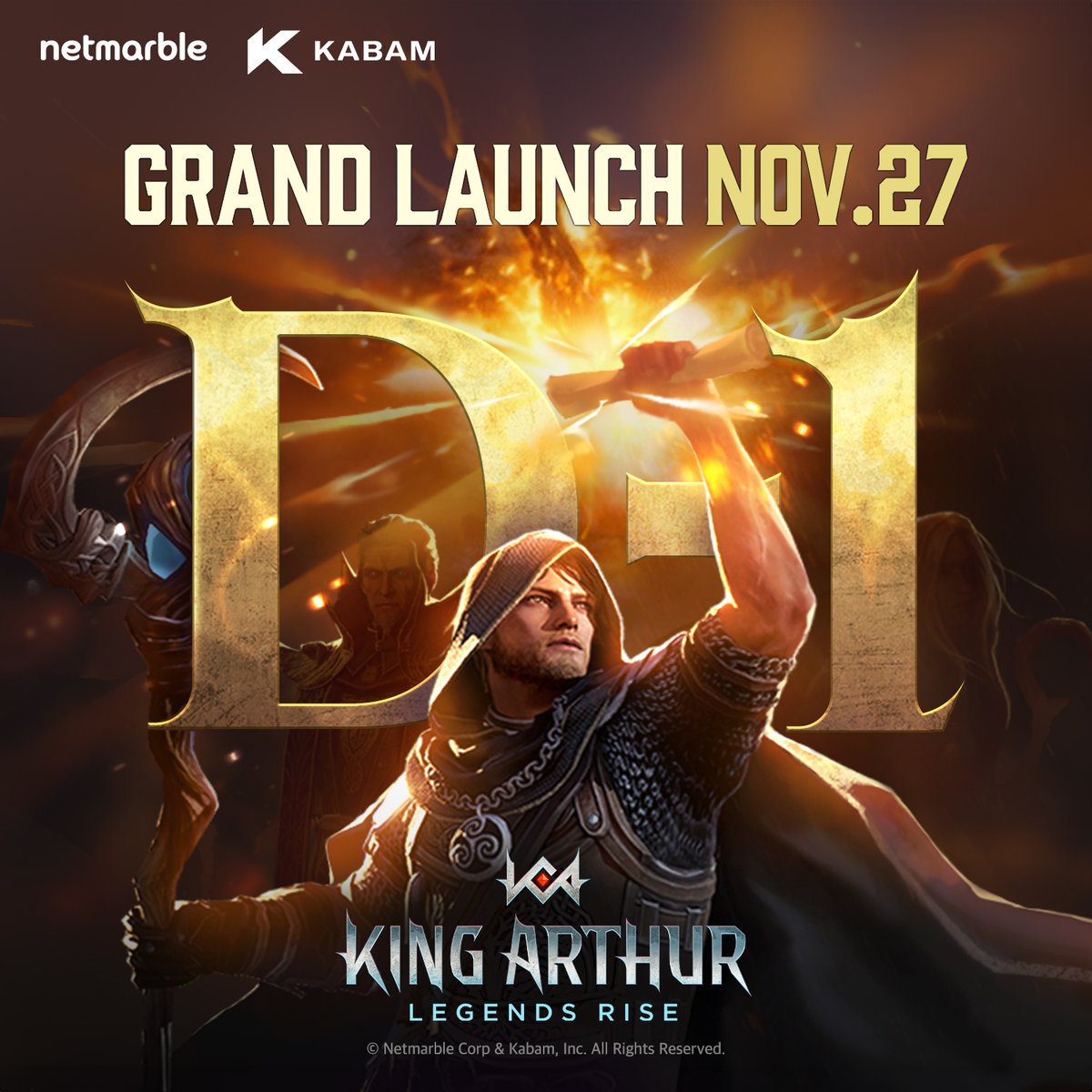 PlayKingArthur's tweet photo. 👑 1 Day Until Grand Launch! 👑

A war that will change the fate of the conflict between God and men has begun.

📌 Grand Launch: 11/27

🔗 Pre-registration Link: https://t.co/eC47ZyiyMs
#KingArthurLegendsRise #KingArthur #KALR

Official Site ►https://t.co/jECz6PJvJa https://t.co/2Y5ST2jCMc