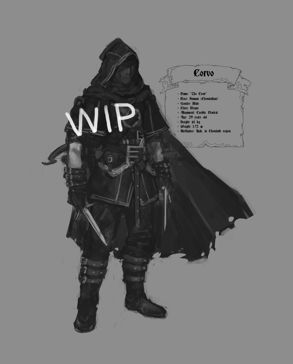 [COMM] DnD - Corvo, Rogue🗡️
#CommissionedArt #conceptart #DnD #dndart #DnDcharacter #characterart #fantasy