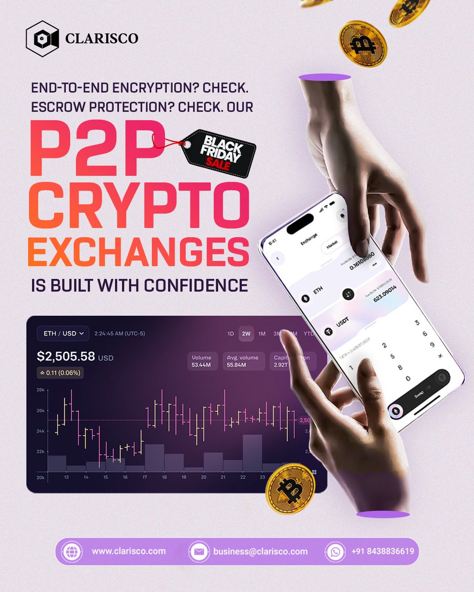 ClariscoSol's tweet image. Dominate the future of crypto trading with our advanced 'P2P Exchange Development Services'.
bit.ly/3zgCnxR
#clarisco #P2PExchangeDevelopment #PeerToPeerExchange #P2PTradingPlatform #CryptoExchangeSolutions #CryptoExchange #BlockchainDevelopment #P2PCryptoExchange