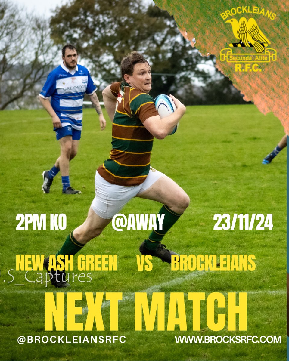 This weekend, Brocks continue our league campaign as we travel to New Ash Green!

Brocks are looking to make it 5 straight wins, but know they will face a tough challenge, this game promises to be a great one

We hope to see plenty of support down to cheer the lads on

#brocksrfc