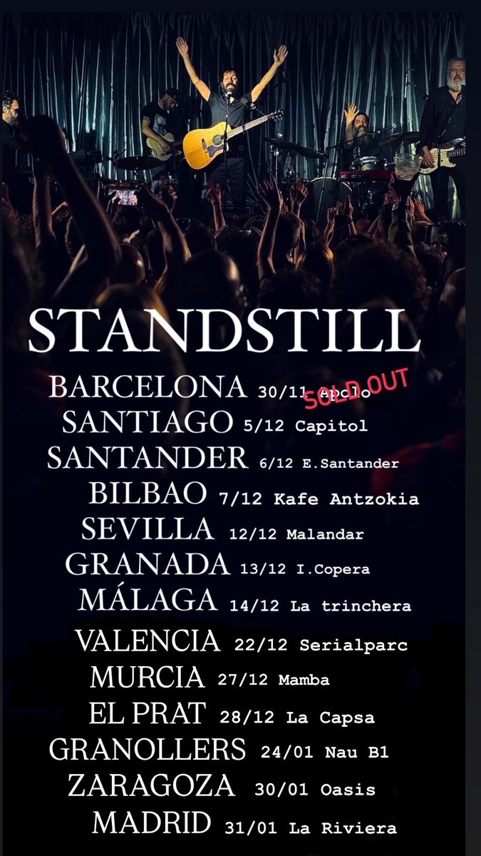 Aquí está la gira completa de salas con la incorporación de El Prat, Granollers i Zaragoza. Arrancamos el próximo sábado -con un concierto que nos pone los pelos de punta solo de pensarlo- en Apolo de Barcelona y cerramos con otro que tal en La Riviera de Madrid. Y por medio la