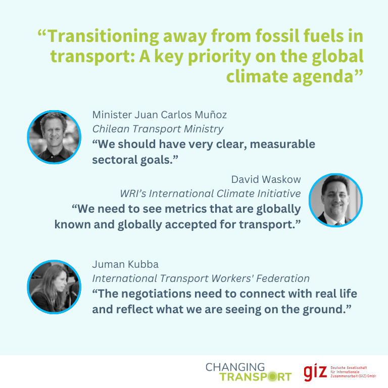This morning Minister Juan Carlos Munoz, climate and transport experts: David Waskow and Juman Kubba, shared insights on why #transport must be a central focus in future climate negotiations.

👉 Missed it? Watch the stream here: bit.ly/40Uy8DF