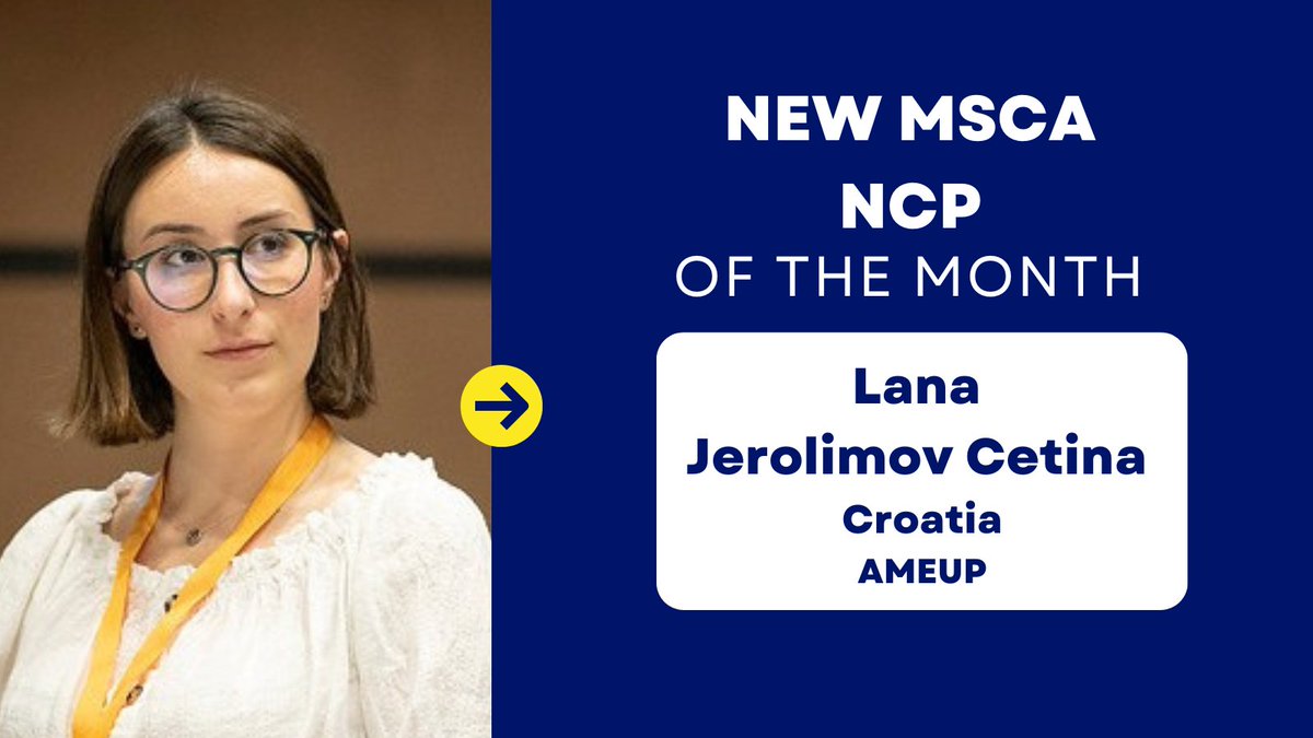 MSCA-NET (@mscanetwork) on Twitter photo *🙂Meet our NEW NCP of the month🙂*
👉 Lana Jerolimov Cetina
Project Manager & Senior Advisor @AMEUP in Croatia🇭🇷 with an interesting combination of expertise: in charge of coordinating the national EURAXESS network & now a newly appointed MSCA NCP !
<a href="/REA_research/">European Research Executive Agency</a> <a href="/MSCActions/">Marie Skłodowska-Curie Actions</a> *🙂Meet our NEW NCP of the month🙂*
👉 Lana Jerolimov Cetina
Project Manager & Senior Advisor @AMEUP in Croatia🇭🇷 with an interesting combination of expertise: in charge of coordinating the national EURAXESS network & now a newly appointed MSCA NCP !
<a href="/REA_research/">European Research Executive Agency</a> <a href="/MSCActions/">Marie Skłodowska-Curie Actions</a>