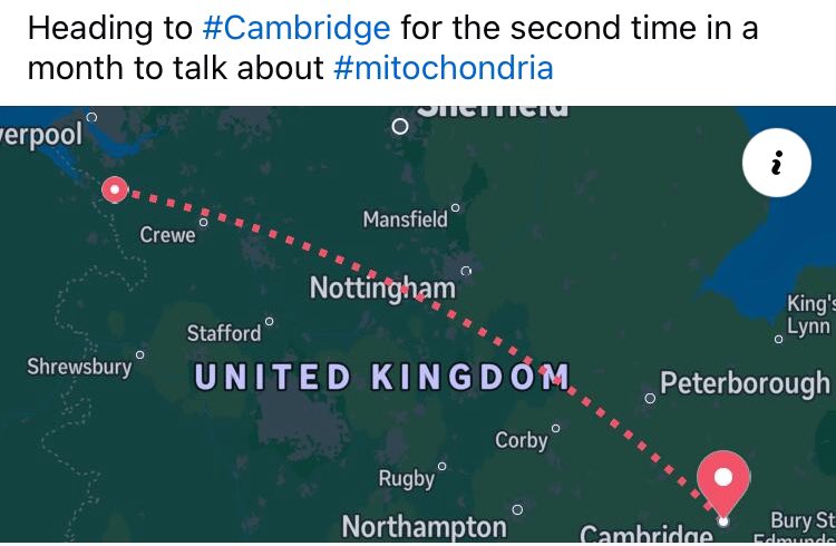 gavinmcstay2's tweet photo. Heading to #Cambridge for the second time in a month to talk about #mitochondria at @camraredisease #rarefest https://t.co/bBj0jWDFEX