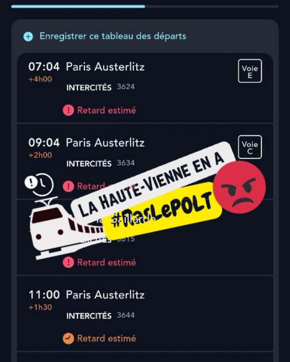 😡NOUS NE SOMMES PAS DES CITOYENS DE SECONDE ZONE : retards incessants, reports de livraison des nouvelles rames… il est plus que temps d’avoir des avancées sur la ligne #POLT ! 

🗓️Nous serons particulièrement attentifs aux retours du Comité de suivi prévu la semaine prochaine.