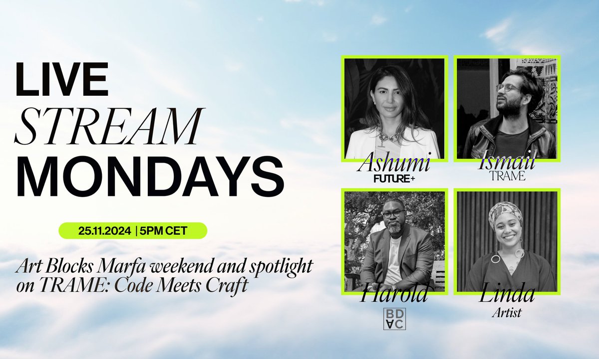 FUTURE+ (@futureplus_xyz) on Twitter photo Join us for our next Live Stream Mondays on Monday 25th at 4PM GMT/5PM CET! 📢📢
With <a href="/ashumiss/">Ashumiss.eth</a> <a href="/IsmaTaziS/">Ismail Tazi S</a> <a href="/OneBandwagonFan/">1906.eth | Harold Hughes</a> <a href="/LindaDouniaR/">Linda Dounia</a>
Link below:
linkedin.com/events/livestr… Join us for our next Live Stream Mondays on Monday 25th at 4PM GMT/5PM CET! 📢📢
With <a href="/ashumiss/">Ashumiss.eth</a> <a href="/IsmaTaziS/">Ismail Tazi S</a> <a href="/OneBandwagonFan/">1906.eth | Harold Hughes</a> <a href="/LindaDouniaR/">Linda Dounia</a>
Link below:
linkedin.com/events/livestr…