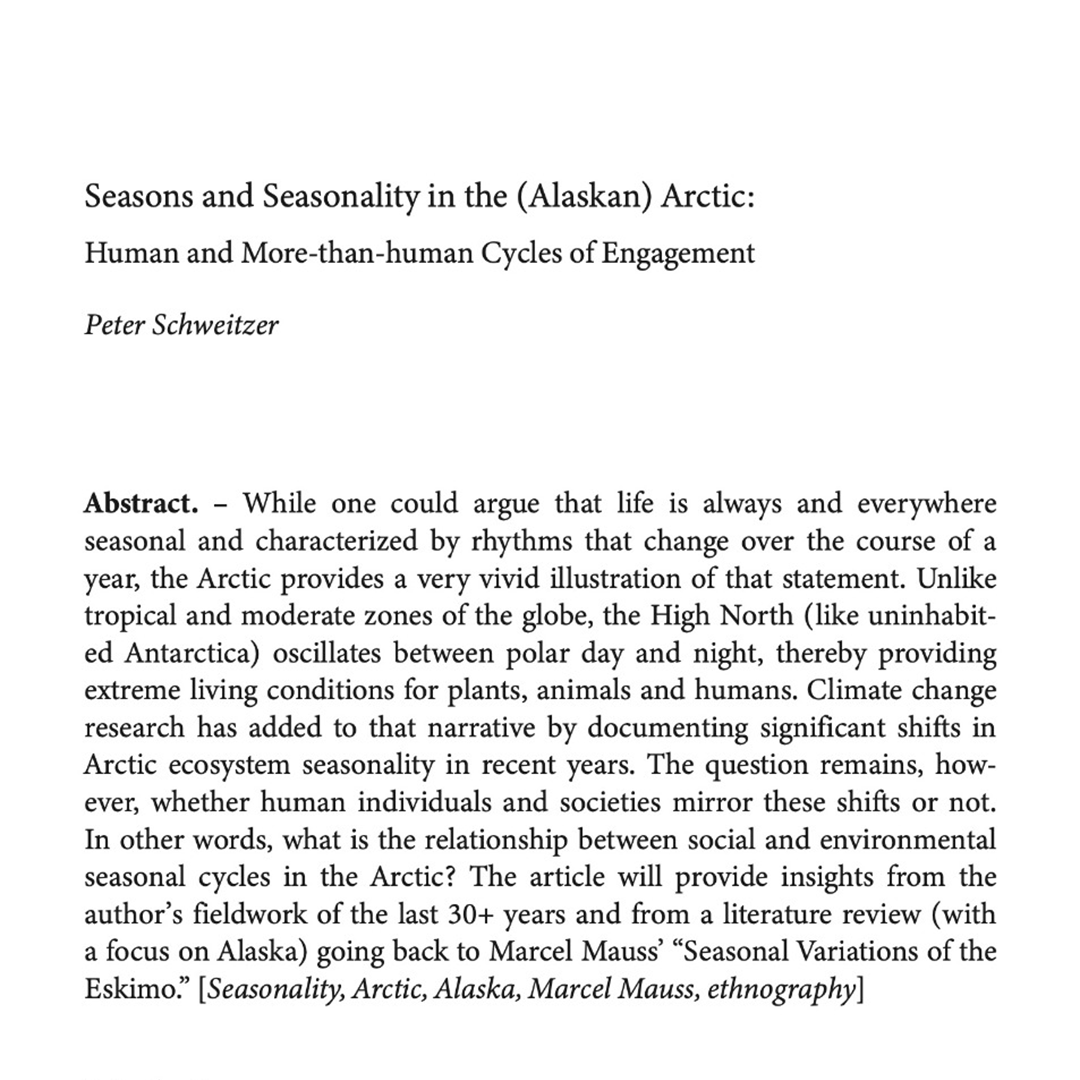 InfraNorth: Building Arctic Futures (@infranortherc) on Twitter photo 📖 Excited to see Peter Schweitzer’s chapter, “Seasons and Seasonality in the (Alaskan) #Arctic: Human and More-than-human Cycles of Engagement,” in the #Anthropos special issue “The Seasonal and the Material” edited by <a href="/SabinaCvecek/">@SabinaCvecek</a> & <a href="/BarbaraHorejs/">Barbara Horejs</a>!
🔗 infranorth.eu/news/chapter-b… 📖 Excited to see Peter Schweitzer’s chapter, “Seasons and Seasonality in the (Alaskan) #Arctic: Human and More-than-human Cycles of Engagement,” in the #Anthropos special issue “The Seasonal and the Material” edited by <a href="/SabinaCvecek/">@SabinaCvecek</a> & <a href="/BarbaraHorejs/">Barbara Horejs</a>!
🔗 infranorth.eu/news/chapter-b…
