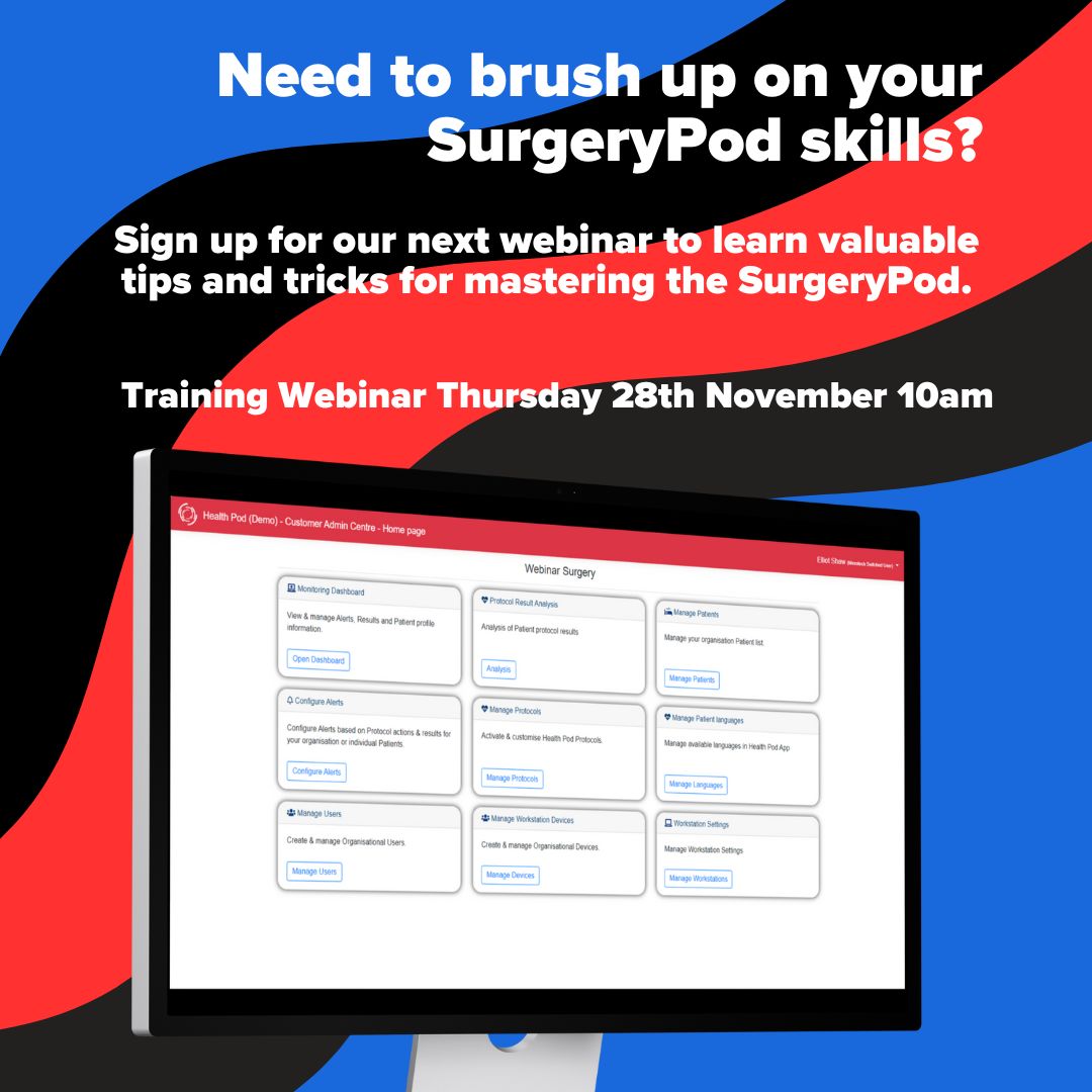 As 2024 draws to an end, we want to invite you along to our last #webinar of the year on Thursday 28th November at 10am where we'll be discussing the best practices for maximising your experience with our product. 👨‍💻 We will see you there!

#SurgeryPod #HealthTech
