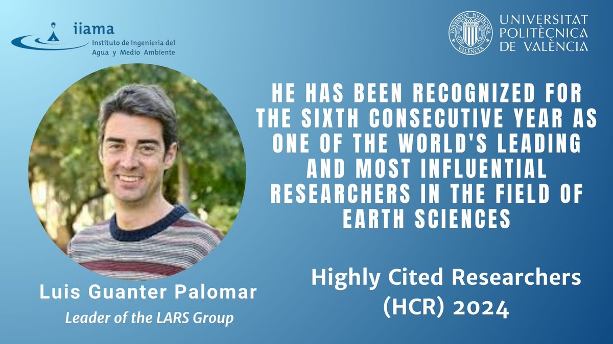 Instituto de Ingeniería del Agua y Medio Ambiente (@iiama_upv) on Twitter photo 👏Congratulations to <a href="/GuanterLuis/">Luis Guanter</a> !
😃For the sixth year, he has been recognized as one of the world’s most influential researchers in #EarthSciences.
🤔Why?
👉The excellence and impact of his research
🙏Thank you for your commitment to #science and the progress of #knowledge💡. 👏Congratulations to <a href="/GuanterLuis/">Luis Guanter</a> !
😃For the sixth year, he has been recognized as one of the world’s most influential researchers in #EarthSciences.
🤔Why?
👉The excellence and impact of his research
🙏Thank you for your commitment to #science and the progress of #knowledge💡.
