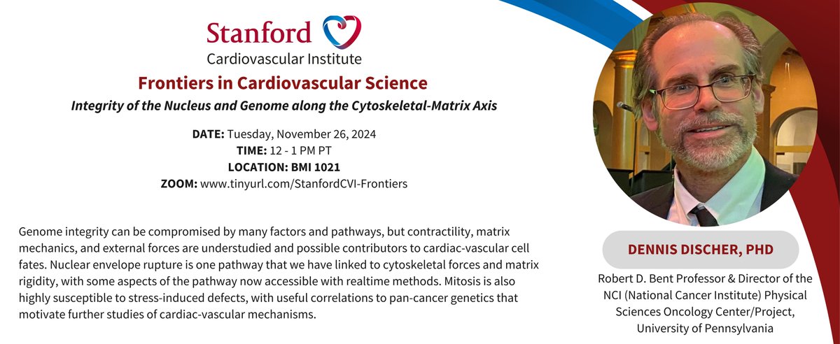 Joseph C Wu, MD, PhD (@joseph_c_wu) on Twitter photo Please join <a href="/StanfordCVI/">Stanford CVI</a> seminar on Tue 11/26 at 12pm PST by Dr. Dennis Discher <a href="/UofPenn/">U of Penn</a> <a href="/theNCI/">National Cancer Institute</a> speak on #nucleus #genome #cytosketal #matrix #axis
stanford.zoom.us/webinar/regist…
<a href="/StanfordDeptMed/">Stanford Department of Medicine</a> <a href="/Stanford_ChEMH/">Sarafan ChEM-H</a>
<a href="/SeanM_Wu/">Sean M Wu, MD PhD</a> <a href="/BCVSearlyCareer/">Basic Cardiovascular Sciences (BCVS) Early Career</a> <a href="/StanfordEng/">Stanford Engineering</a>
<a href="/AHAScience/">AHA Science</a> <a href="/ATVBEarlyCareer/">ATVB Early Career Committee</a> Please join <a href="/StanfordCVI/">Stanford CVI</a> seminar on Tue 11/26 at 12pm PST by Dr. Dennis Discher <a href="/UofPenn/">U of Penn</a> <a href="/theNCI/">National Cancer Institute</a> speak on #nucleus #genome #cytosketal #matrix #axis
stanford.zoom.us/webinar/regist…
<a href="/StanfordDeptMed/">Stanford Department of Medicine</a> <a href="/Stanford_ChEMH/">Sarafan ChEM-H</a>
<a href="/SeanM_Wu/">Sean M Wu, MD PhD</a> <a href="/BCVSearlyCareer/">Basic Cardiovascular Sciences (BCVS) Early Career</a> <a href="/StanfordEng/">Stanford Engineering</a>
<a href="/AHAScience/">AHA Science</a> <a href="/ATVBEarlyCareer/">ATVB Early Career Committee</a>