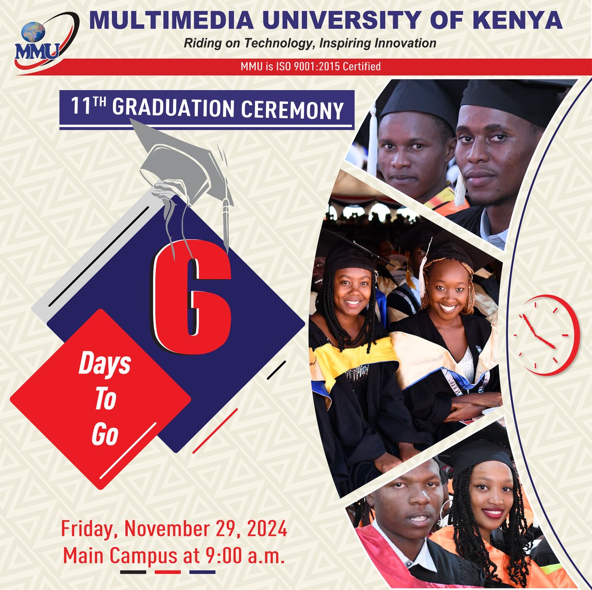 Countdown: Six days to the 11th Graduation Ceremony. Our guest speaker will be the CS, Ministry of Information, Communications and the Digital Economy  Dr. Margaret Nyambura Ndung’u.  

#mmugraduation
#mmuclassof2024