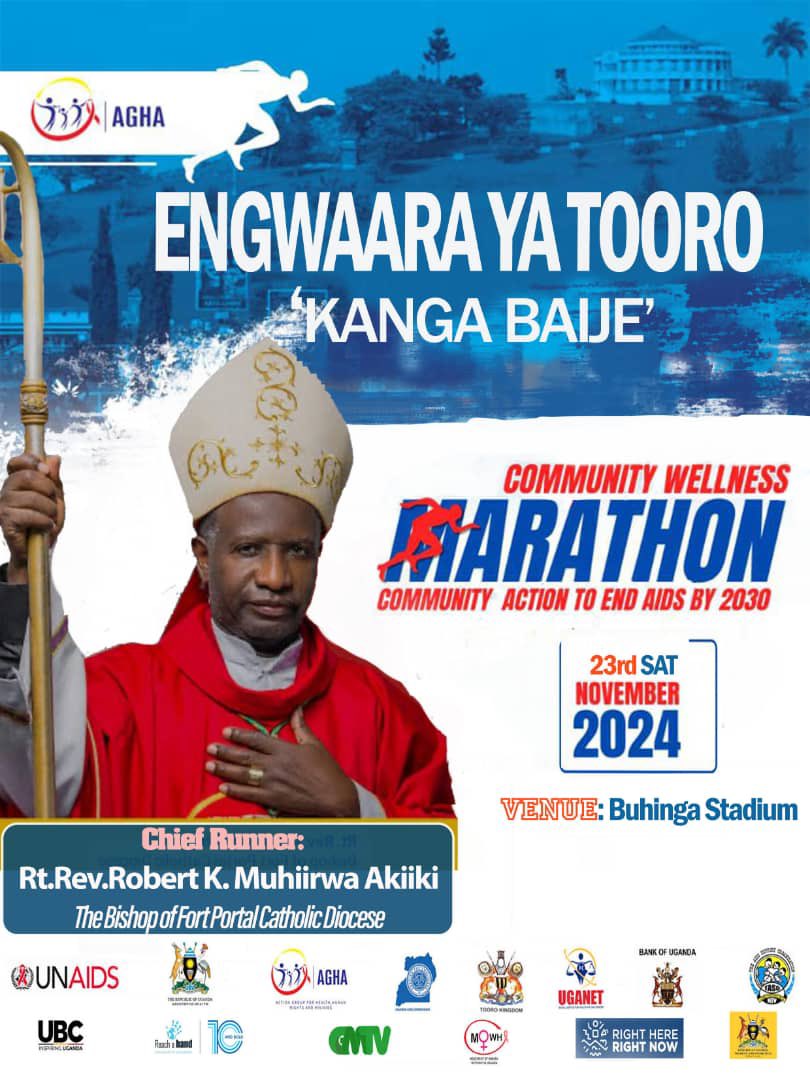 Don’t miss to join 
The Chief Runner for Engwaara Ya Tooro “Kanga Baije” community Marathon,
Rt. Rev. Robert K. Muhiirwa Akiiki ,Bishop of FortPortal Catholic Diocese

Get your kits ready for Nov 23rd as we run together to empower communities &amp; work towards ending AIDS by 2030.
