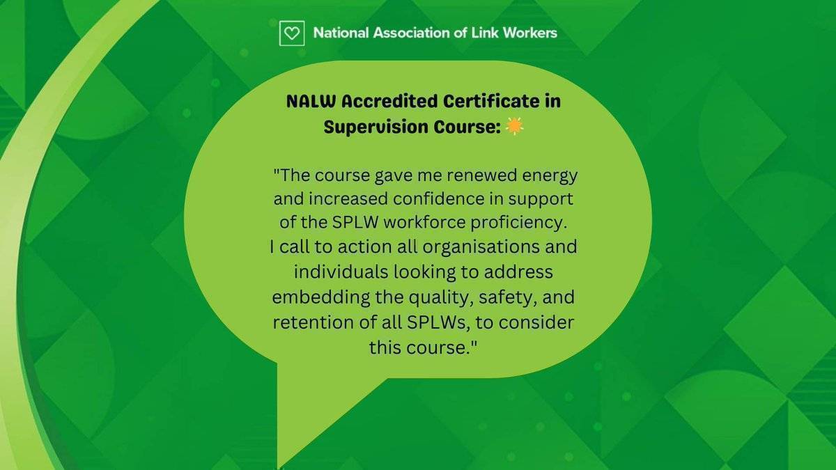 #socialprescribing #linkworker supervision delivered by competent professional supervisors increases quality, safety, and retention 🏆. 

A senior #socialprescriber can take our course and become a professional supervisor. Enrol now! nalw.org.uk/courses/accred…