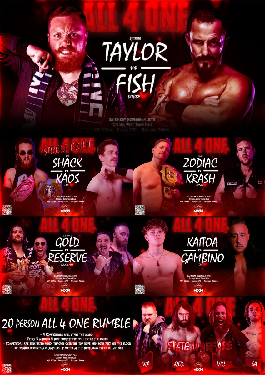 FULL LINE UP! 
A Massive night is in store for next Saturday in Geelong! 
Get your tickets now: events.humanitix.com/mxw-all-4-one-…