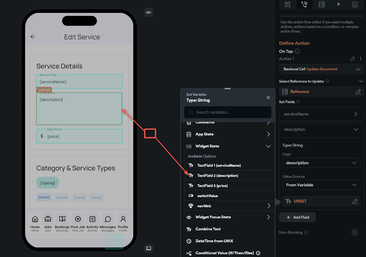 Quick <a href="/flutterflow/">FlutterFlow</a> Tip!

If you have trouble managing multiple input fields, remember you can edit your actions on the side panel instead of the Action editor. 
This shows you a visual preview of each input, making it easier to differentiate between them.
#flutterflow #dev #app