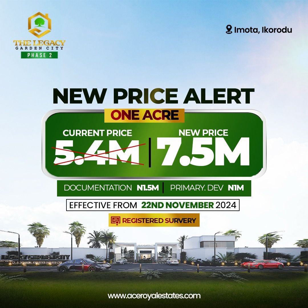 SolomonAfeno's tweet photo. CELEBRATING OUR CLIENTS' SUCCESS!

We're thrilled to announce that our clients who purchased plots and acres have enjoyed a significant 58% price appreciation, from ₦950k to ₦1.5m!

Thank you for believing in Solo Property. We're grateful for your trust and support. https://t.co/SfJLakE9Jd