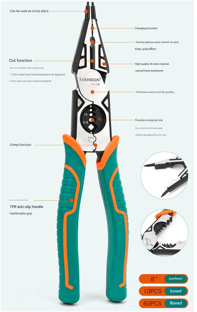 EthanCui03's tweet photo. Multifunctional wire circlip pliers with functions of cutting, stripping and circlip..Welcome Inquire!
📷One-stop tools station,over 3000+SKU. Ask me for E-catalogue
📷WhatsApp/WeChat/Phone:+8615318583935
📷ethan@hanbangtools.com
#plier #circlip #wireplier #stripper #handtools https://t.co/EPpUIrDbFm