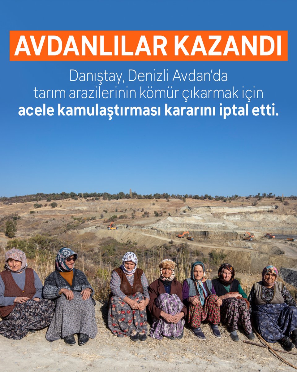 GÜZEL HABER: Danıştay’ın en üst karar mercii Danıştay İdari Dava Daireleri Kurulu, Denizli’nin Avdan köyünde tarım alanlarını kömür madenciliğine açan Cumhurbaşkanlığı’nın ‘Acele Kamulaştırma Kararı’nı iptal etti. #KömürdenKurtul
