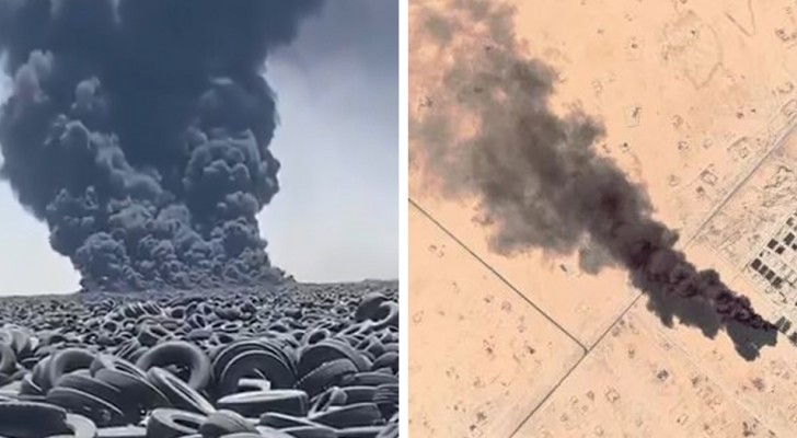 JJvanWijck's tweet photo. Dit is de grootste bandenbegraafplaats ter wereld in Koeweit. 

Dit vuur brandt altijd en is vanuit de ruimte te zien.

Maar Nederlandse koeien zijn verantwoordelijk voor klimaatverandering. https://t.co/qde6z9a9Jb