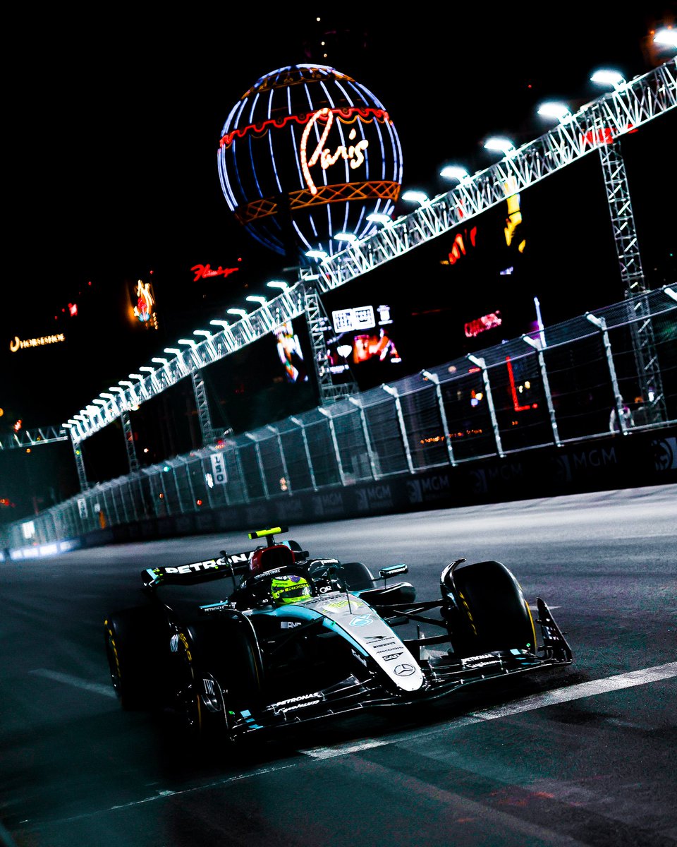 MercedesAMGF1's tweet photo. Lewis leads the way in Friday practice in Vegas 👊 George finishes in P3

FP3 and Quali next up tomorrow ➡️ https://t.co/RORgxcm5av
