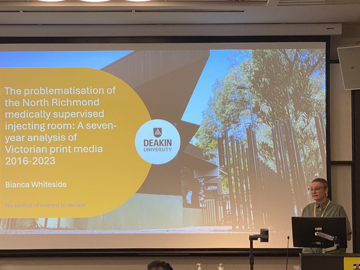 Amanda Roxburgh (@drmandaroxburgh) on Twitter photo A fantastic presentation from superstar PhD student Bianca Whiteside on negative media portrayal of the Medically Supervised Injecting Room in Melbourne
#tackling stigma2024 <a href="/Deakin/">Deakin University</a> <a href="/BurnetInstitute/">Burnet Institute</a> A fantastic presentation from superstar PhD student Bianca Whiteside on negative media portrayal of the Medically Supervised Injecting Room in Melbourne
#tackling stigma2024 <a href="/Deakin/">Deakin University</a> <a href="/BurnetInstitute/">Burnet Institute</a>