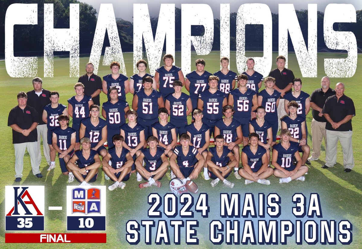 Raiders- 35

Patriots- 10

Kirk wins its first state championship since 1997!

#BUILD