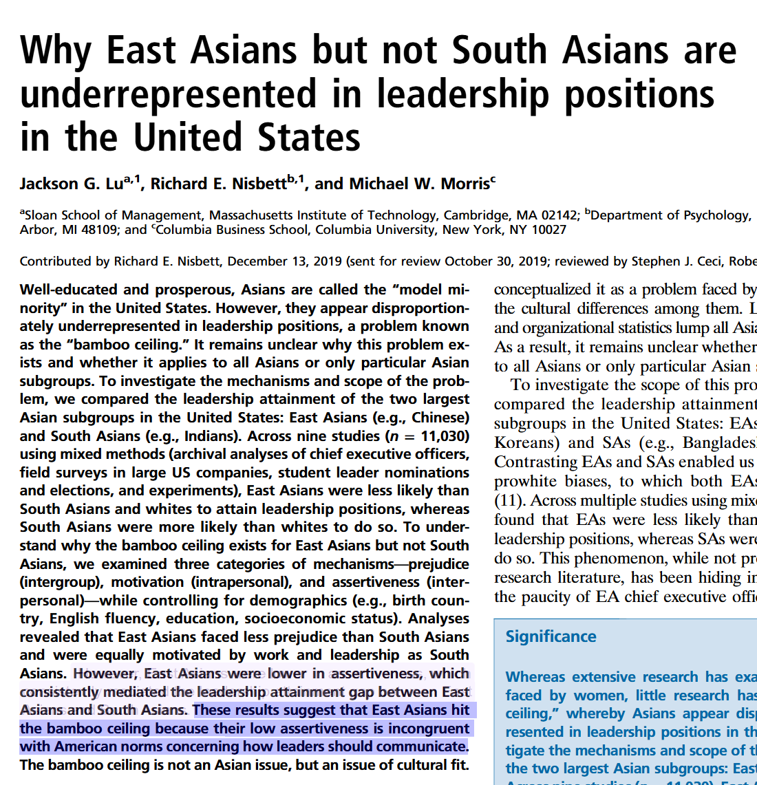 cremieuxrecueil's tweet photo. I always thought this study took a lot of guts to publish.

Stating that some groups had it better than others discrimination-wise and they still did worse, and then ascribing that to their unimpressive personalities in 2019 seems like a death wish.

It's an interesting article: