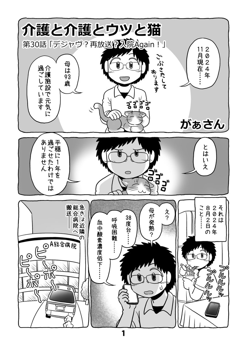 介護日記マンガ「介護と介護とウツと猫」第30話。1/2。 #介護と介護とウツと猫 #マンガが読めるハッシュタグ