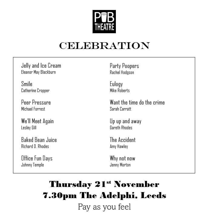 ardeear (@ardeearcreates) on Twitter photo So pleased with how well <a href="/boldio/">Julie Boldy</a> performed my monologue “Baked Bean Juice” at the <a href="/Pub_Theatre/">Leeds Pub Theatre</a> event, ‘Celebration’. Such fantastic material with so many brilliant performances, all in one night. Well done all, including <a href="/Acting_Steve/">Stephen Brennan</a> - running things so well, singlehandedly! 👏 So pleased with how well <a href="/boldio/">Julie Boldy</a> performed my monologue “Baked Bean Juice” at the <a href="/Pub_Theatre/">Leeds Pub Theatre</a> event, ‘Celebration’. Such fantastic material with so many brilliant performances, all in one night. Well done all, including <a href="/Acting_Steve/">Stephen Brennan</a> - running things so well, singlehandedly! 👏