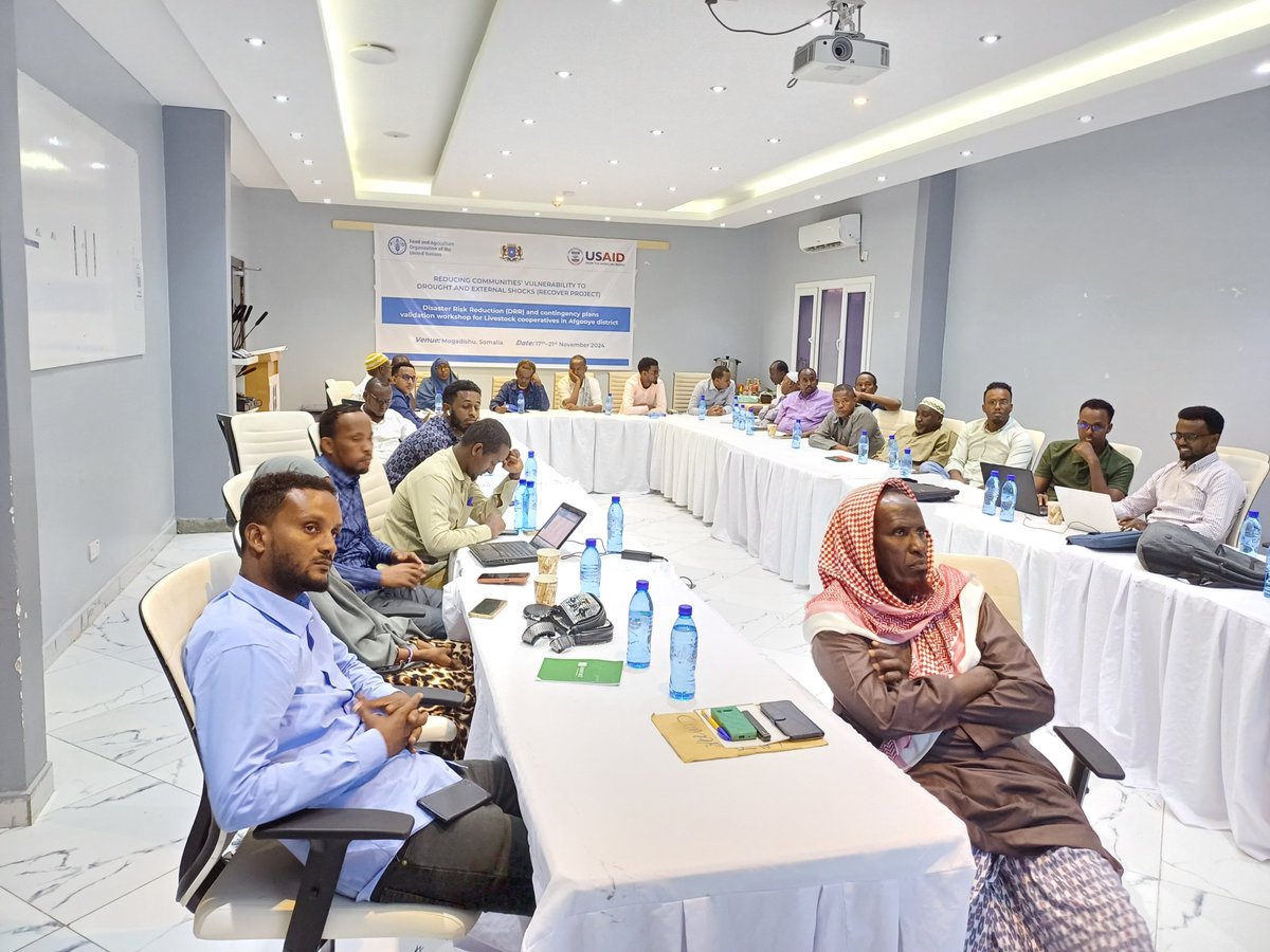 FAO in Somalia (@faosomalia) on Twitter photo <a href="/FAOSomalia/">FAO in Somalia</a> concluded a 5 day Disaster Risk Reduction validation workshop w/ @MoLFRSWS & Afgoye cooperatives to validate 6 Disaster Risk Reduction & Contingency Plans aimed at addressing hazards strengthening preparedness & promoting resilient livestock production
🙏<a href="/USAIDSomalia/">USAID Somalia</a> <a href="/FAOSomalia/">FAO in Somalia</a> concluded a 5 day Disaster Risk Reduction validation workshop w/ @MoLFRSWS & Afgoye cooperatives to validate 6 Disaster Risk Reduction & Contingency Plans aimed at addressing hazards strengthening preparedness & promoting resilient livestock production
🙏<a href="/USAIDSomalia/">USAID Somalia</a>