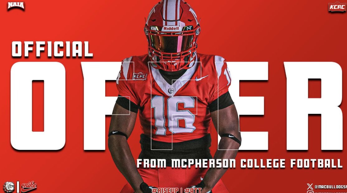 #AG2G Blessed to receive an offer from McPherson College! 🙏🏽 <a href="/Ca_RecruitsKnox/">Nationwide Recruits ( Coach Knox)</a> <a href="/_groundzer0/">Ground Zero</a> <a href="/MACBulldogsFB/">McPherson Football</a> <a href="/CoachLeppke/">Mitch Leppke</a>