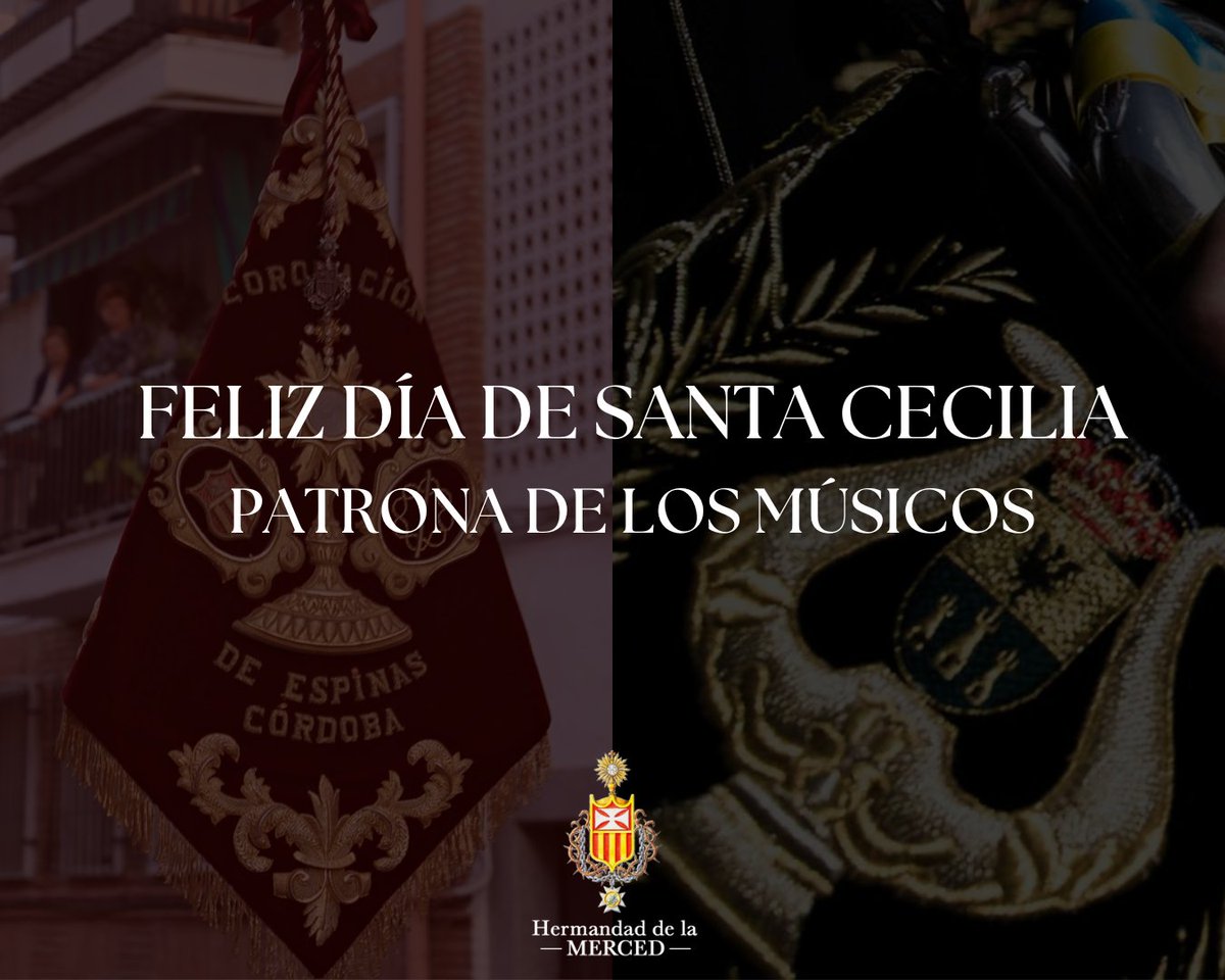 Hdad_Merced's tweet photo. #MÚSICA | Hoy, 22 de noviembre, se celebra el día de Santa Cecilia, patrona de los músicos. 

Queremos felicitar a todos los integrantes de nuestras queridas @bandacoronacion y @BMTubamirum que ensayan durante todo el año para acompañarnos cada Lunes Santo. https://t.co/ZXeMgOcmmx