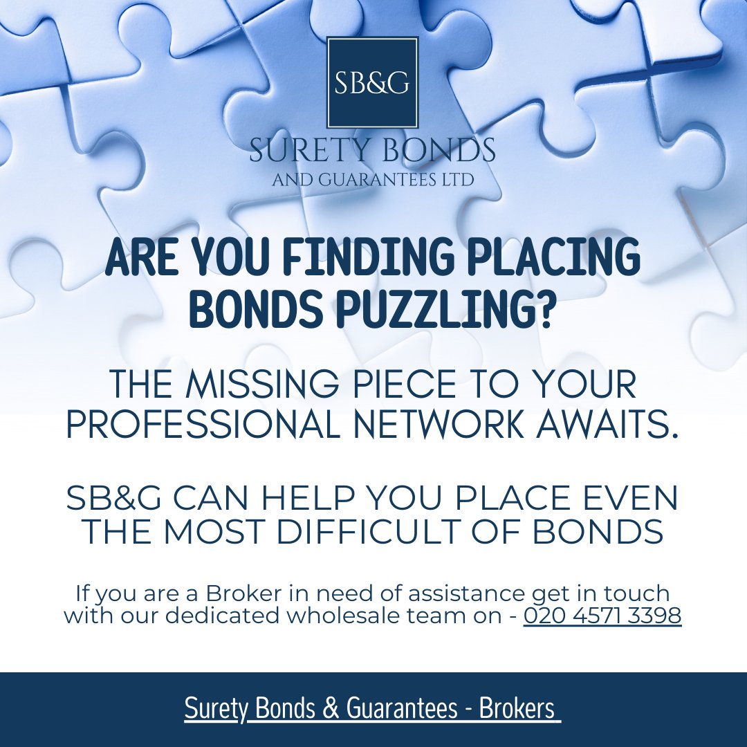 Struggling to find the right Surety Bonds and Insurance Backed Guarantees for your clients? ❌

SB&amp;G can help! 🤝

Expanded Market Access
Simplified Process
Expert Support

Partner with SB&amp;G and take your brokerage to the next level. 📈

#insurancebroker