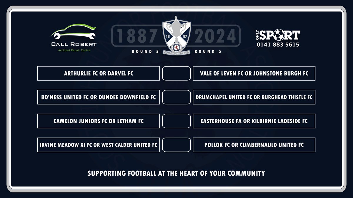 scottishjuniors's tweet image. ROUND 5 DRAW

CONFIRMATION OF Wednesday's #callrobert @scottishjuniors #cup #round5 draw @OnlySportLTD1 

Watch the draw back here ... Like and Subscribe&amp;gt;All to avoid missing any new content!

youtube.com/watch?v=12YYmj…