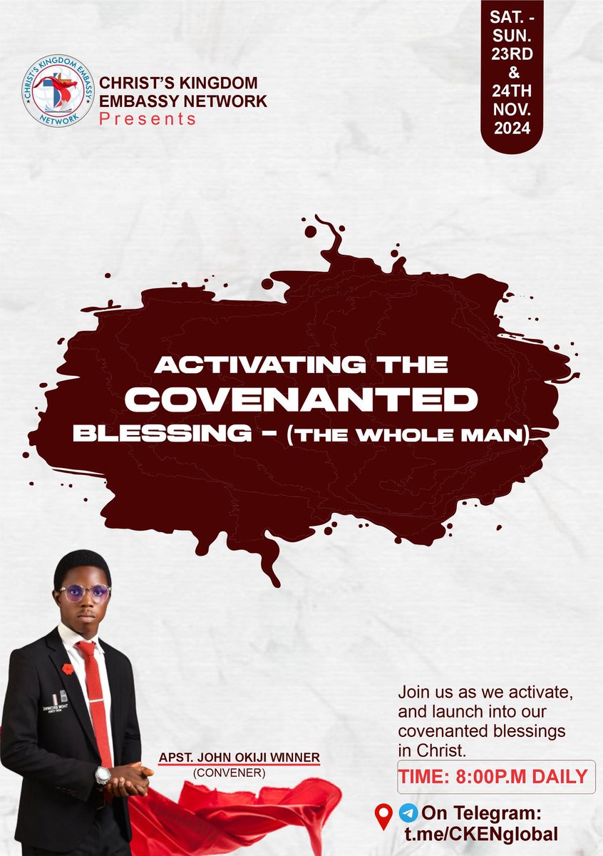 I am born to reveal Jesus Christ!
Join us as we experience extraordinary grace to enter into our Covenanted blessing - in spirit, soul and body!

It's going to be an experience 👇👇👇
t.me/CKENglobal

#power
#glory
#healingstreams
#DLconversation