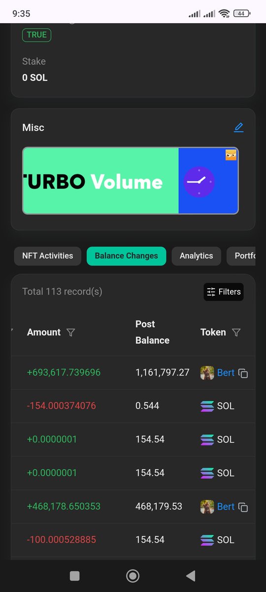jazzveleG's tweet photo. 👀👀 So just someone threw 254 $Sol in 2 transactions and bought $BERT ! Probably nothing I guess ! @bertcoincto https://t.co/33pO7rNvTC